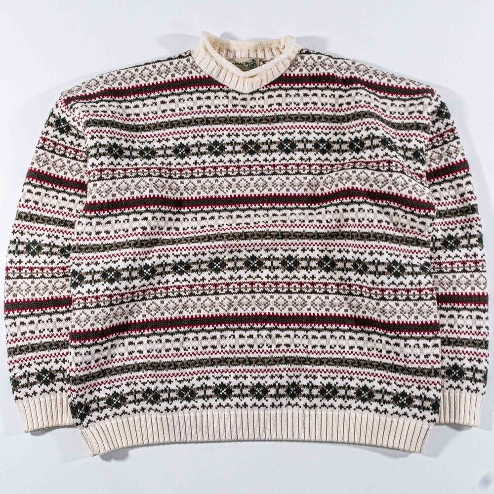 VTG Fieldmaster Chunky Knit Sweater XXL Made In USA Roll Neck Fisherman Cotton